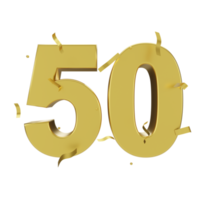 oro 50 numero con coriandoli png