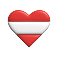 Oostenrijk hart vlag vorm geven aan. 3d geven png