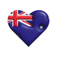 Australia heart flag shape. 3d render png