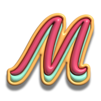 Letter M glossy 3d font png