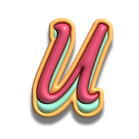 lettera u lucido 3d font png