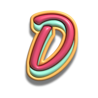 Letter D glossy 3d font png