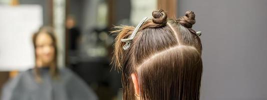 Brunette woman with split hair photo