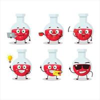 Red potion cartoon character with various types of business emoticons vector