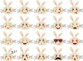 Set of a cute rabbit face with different expressions vector