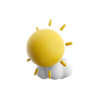 3d renderen zon verder van de wolken icoon. 3d geven weer zon wolk icoon. zon verder van de wolken. png