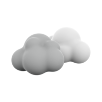 3d representación oscuro y blanco nubes icono. 3d hacer nublado clima icono. oscuro y blanco nubes png