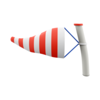 3d rendering windsock icon. 3d render wind direction tool icon. Windsock. png