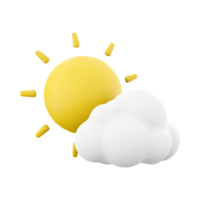 3d rendering sun ahead of the clouds icon. 3d render weather sun cloud icon. sun ahead of the clouds. png