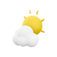 3d renderen zon verder van de wolken icoon. 3d geven weer zon wolk icoon. zon verder van de wolken. png