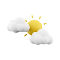 3d tolkning Sol täckt förbi moln ikon. 3d framställa molnig väder med Sol ikon. Sol täckt förbi moln. png