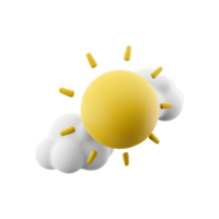 3d rendering sun covered by clouds icon. 3d render cloudy weather with sun icon. Sun covered by clouds. png