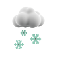 3d rendering snowy weather icon. 3d render snow with cloud icon. Snowfall. png