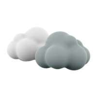 3d Renderização Sombrio e branco nuvens ícone. 3d render nublado clima ícone. Sombrio e branco nuvens. png