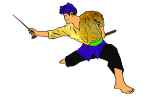 icon martial art Malay show skill dance movement with traditional weapon png