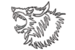 Icon of wolf silver color, png