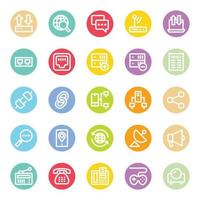 Circle color outline icons for Network and communication. vector