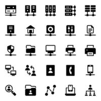 Glyph icons for Network and communication. vector