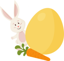 conejito personaje. asoma fuera desde huevo, zanahoria. divertido, contento Pascua de Resurrección Conejo. png