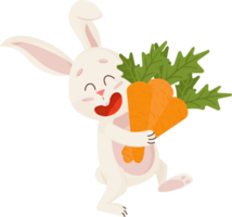 Coelho personagem. rindo engraçado, feliz Páscoa desenho animado Coelho com cenouras. png