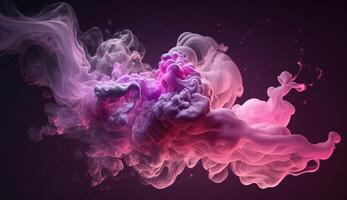 , Flowing light pink, viva magenta smoke with splashes. Soft fluid banner, spring female mood, 3D effect, modern macro realistic abstract background illustration, ink in water effect. photo