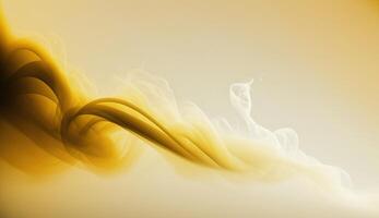 , Flowing light yellow smoke with splashes. Soft fluid banner, spring female mood, 3D effect, modern macro realistic abstract background illustration, ink in water effect. photo