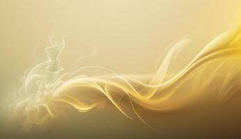 , Flowing light yellow smoke with splashes. Soft fluid banner, spring female mood, 3D effect, modern macro realistic abstract background illustration, ink in water effect. photo