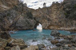 magnificent view of the sea and sun in the cliffs, natural pool photo