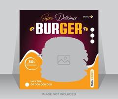 Burger food menu banner social media post design template vector