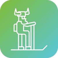 Viking Skiing Vector Icon Style