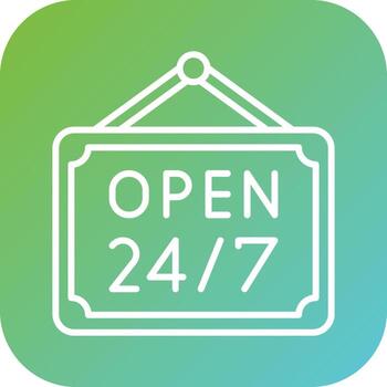 24 Hours Open Vector Icon Style
