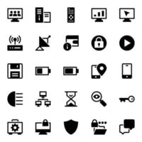 Glyph icons for Network technology. vector