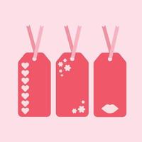 Set of blank labels, gift tag for a present with love decorates and hearts. Vector illustration