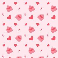 Love letters seamless pattern with envelope and heart for printing on wrapping. Vector illustration