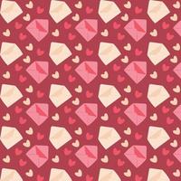 Love letters seamless pattern with envelope and heart for printing on wrapping. Vector illustration