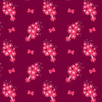 Floral pattern with flowers, hearts, and leaves. Floral background. Vector illustration