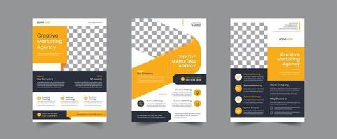 Creative Corporate business flyer template design. 3 Leaflet Brochure poster vector illustrator. For marketing, promotion, business proposal, advertise, Annual Report, book cover, education
