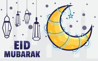 islámico eid festival saludo tarjeta antecedentes vector