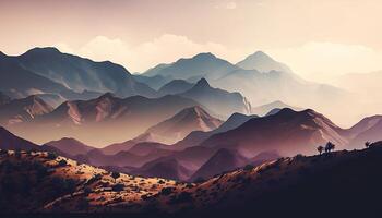 paisaje panorámico ver de el montañas estético antecedentes - generado ai foto