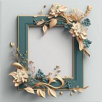 Blank Embossed Frame with Aesthetic Style Flowers Background - photo