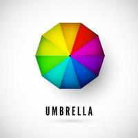 Design of Ubmrella with rainbow colors view from above. Vector illustration isolated on white background