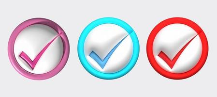 3D illustration Like or correct symbol,Confirmed or approved button photo