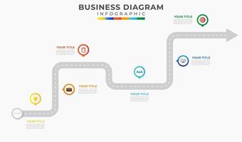 6 Steps modern Timeline diagram calendar with arrows vector