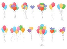 Balloons bunch in cartoon style vector illustration isolated on white