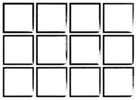 Black grunge square brush. Rectangular frame. Vector set