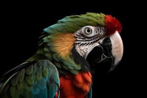 Macaw parrot on dark background photo