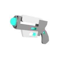 3d rendering cartoon retro space blaster icon. 3d render laser weapon low poly, futurustic weapon icon. png