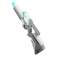 3d Renderização desenho animado retro espaço blaster ícone. 3d render laser arma baixo poli, futurista arma ícone. png