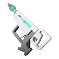 3d rendering space blaster, laser gun, futuristic alien weapon low poly icon. 3d render cartoon future arm, lazer and plasma gun icon. png