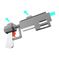 3d interpretazione immaginario spazio pistola, blaster come universo eccitato arma Basso poli icona. 3d rendere scienza finzione blaster icona. png